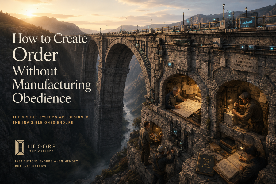 Why modern institutions mistake submission for stability. Discover how manufactured obedience destroys organizational intelligence, and how to build order through dignity.